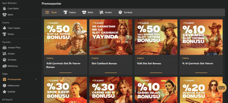 Vdcasino'da bonuslar